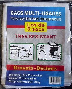 SAC A GRAVATS 60x90CM - BLANC - LOT 5 PIECES