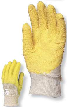 GANT EN LATEX CRÊPÉ JAUNE - POIGNET TRICOT - TAILLE 10