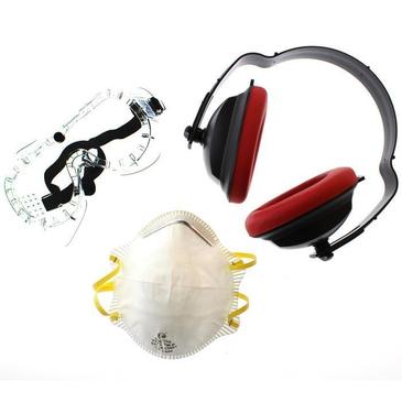 KIT PROTECTION AVEC MASQUE FFP1 - LUNETTE ET CASQUE ANTI BRUIT