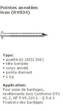 POINTE ANNELEE - INOX A2 - AU POIDS