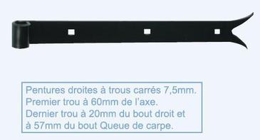 PENTURE DROITE BOUT DROIT OU QUEUE DE CARPE - ŒIL 14MM - NOIR