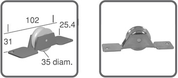 GALET BRONZE Ø 35 MM SUR PLATINE DE LARGEUR 102 MM - 100 KG