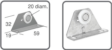 GALET NYLON Ø 20 MM 12KG MONTURE FIXATION SUR CHANT