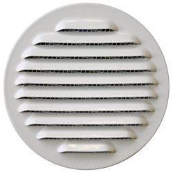 GRILLE VENTILATION A PERSIENNES RONDE AVEC MOUSTIQUAIRE - A COLLER - ALUMINIUM BLANC