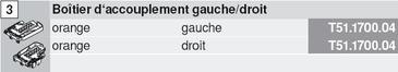  ACCOUPLEMENT DROIT OU GAUCHE POUR COULISSE TANDEM