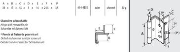 CHARNIERE COUDE CHROME NR 38X17.0X16X15/10 CHR