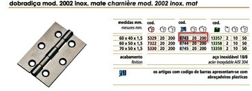 CHARNIERE INOX MAT - BLISTER 2 PIECES