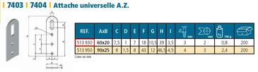 ATTACHE MEUBLE - 60x20MM - ACIER ZNGUE