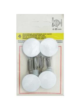 ASSEMBLAGE EXCENTRIQUE + CACHE -  D 25MM - BLANC - BLISTER 4 PIECES