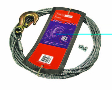 CABLE POUR TREUIL MANUEL  + CROCHET MAX 1900KG  - 10M