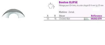 BOUTON ELLIPSE - D 55MM - ZAMAC CHROME MAT 