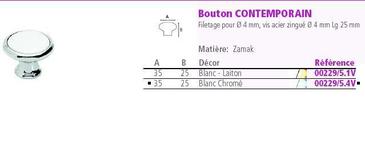 BOUTON CONTEMPORAIN - D 35MM - ZAMAC - SACHET 1 PIECE