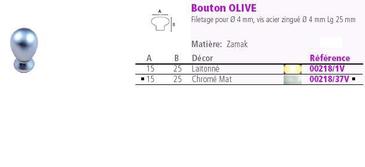 BOUTON OLIVE - D 15MM - ZAMAC CHROME MAT