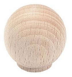 BOUTON BOULE - D 30MM - HETRE BOIS BRUT PONCE