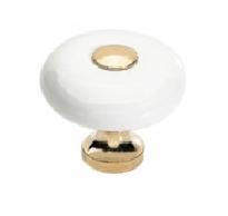 BOUTON CONTEMPORAIN - D 32MM - PORCELAINE BLANC DORE