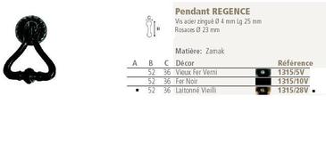 PENDANT REGENCE - L 52MM - ZAMAC 