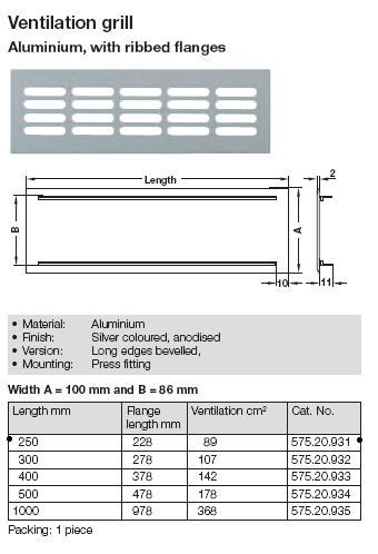 grille d'aération, aluminium, avec traverses - dans la boutique