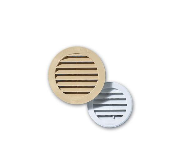 Grille ventilation ronde avec moustiquaire a coller reglable/non reglable -  plastique blanc - Quincaillerie Calédonienne