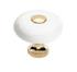 Bouton contemporain - d 32mm - porcelaine blanc dore